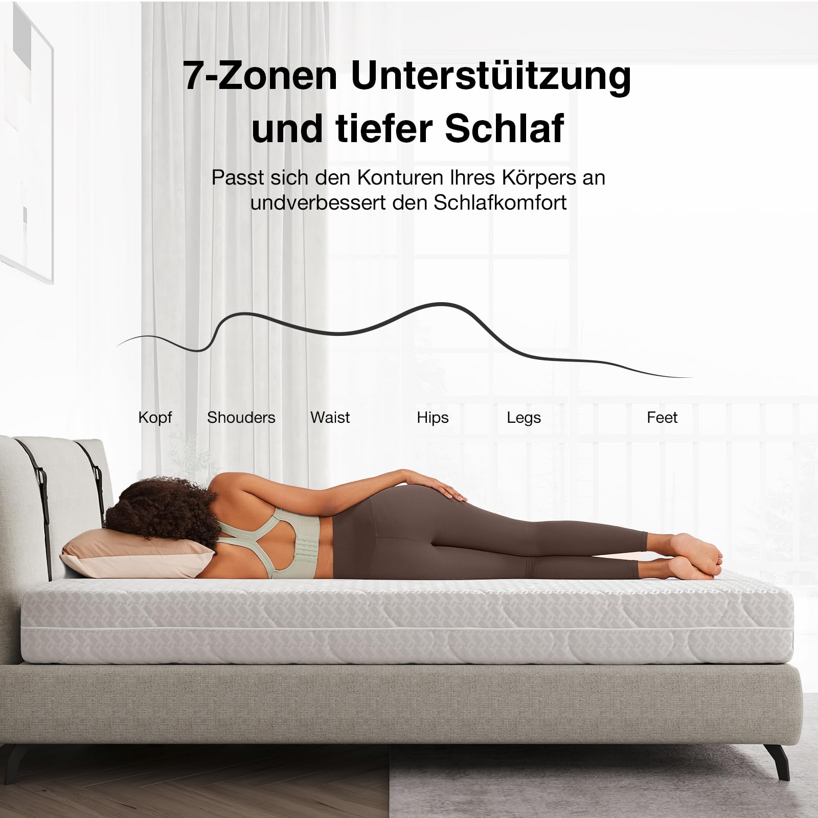 Novilla Matratze 90x200 Taschenfederkernmatratze 7-Zonen H2/H3 atmungsaktivem Bezug & Komfortschaum Öko-Tex & CertiPUR-US Zertifiziert – Federkernmatratze für Einzelbett & Doppelbett Höhe 20 cm – Bild 6