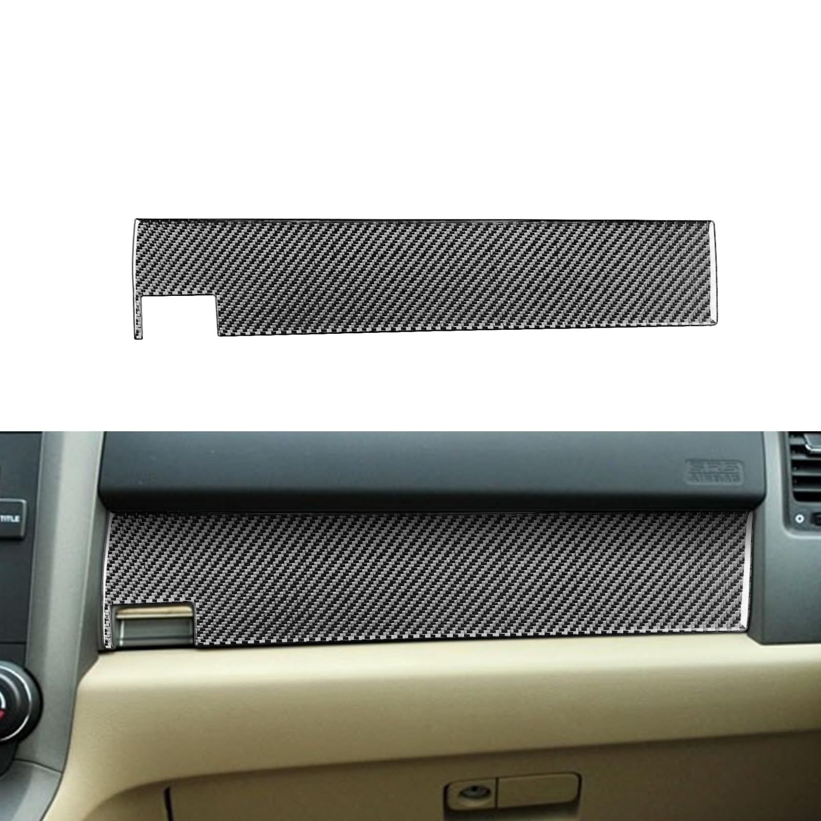 Car Interior Trim Real Carbon Fiber Co-Pilot Glove Storage Box Compartment Panel Decal Accessories Compatible with Honda CRV CR-V 2007 2008 2009 2010 2011 (Co-Pilot-Black)