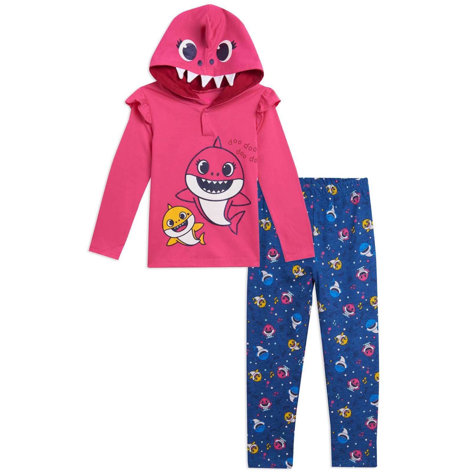 Pinkfongbaby Shark Girls Pullover Cosplay Hoodie Legging Newborn