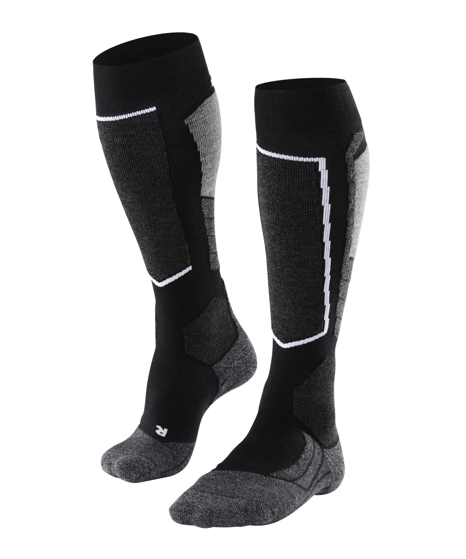 FALKE Men's SK2 Intermediate Ski Socks, Knee High, Medium Cushion, Winter Athletic, Breathable Quick Dry, Merino Wool, Black (Black-Mix 3010), 9-10, 1 Pair