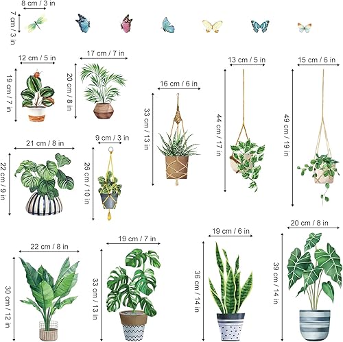 Miniatura 5 de Decalmile Pegatinas para puertas de vidrio anticolisión botánicas para plantas colgantes y cactus