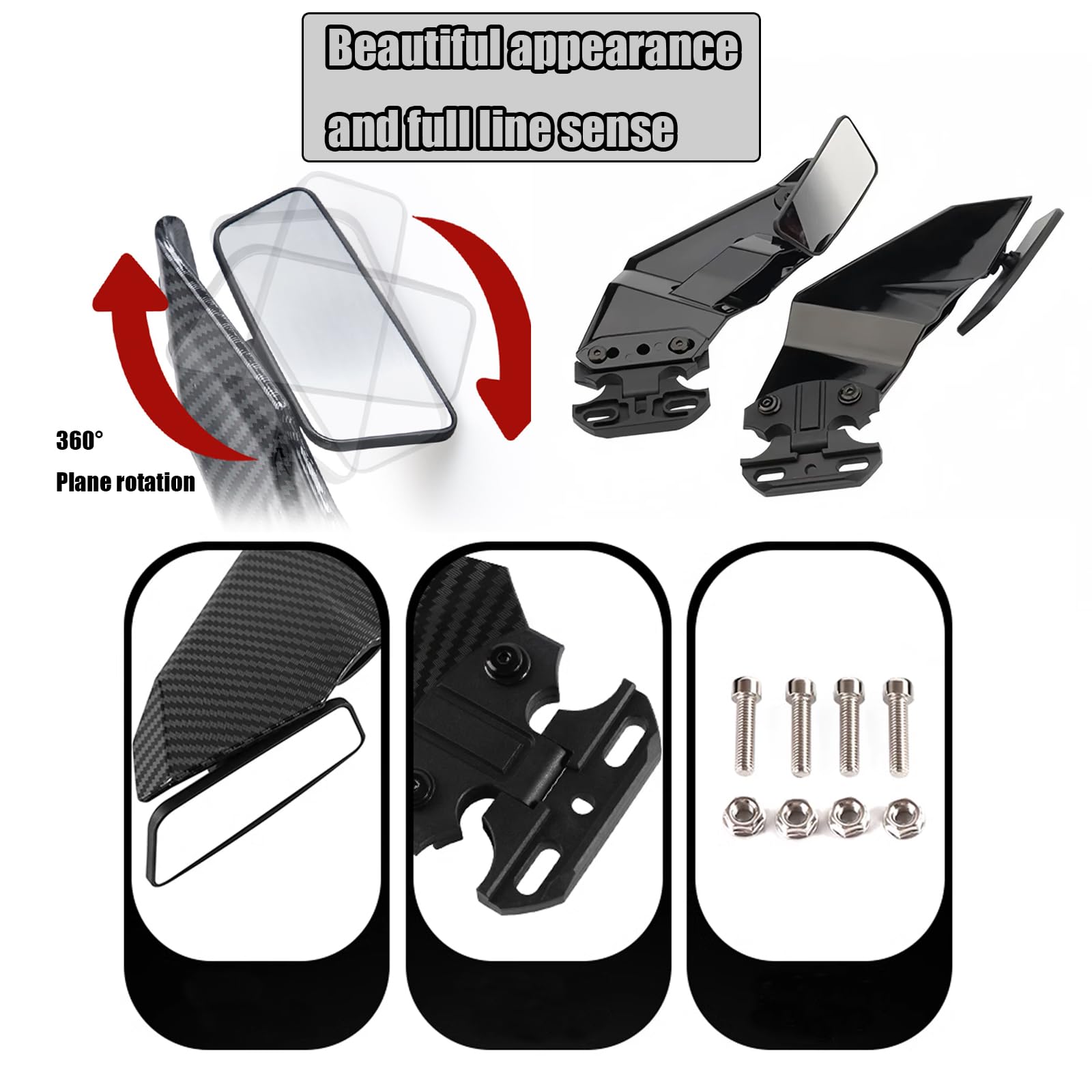For ZX6R ZX636 ZX10R 2025 2024 Motorcycle Invisible Winglet Mirror