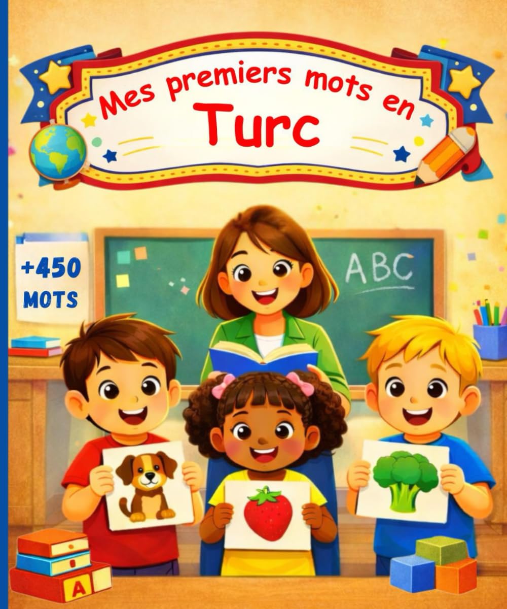 Mes premiers mots en Turc: Imagier bilingue Français – Turc, dictionnaire pour enfants et débutants pour apprendre le turc – 450 mots joliment illustrés.