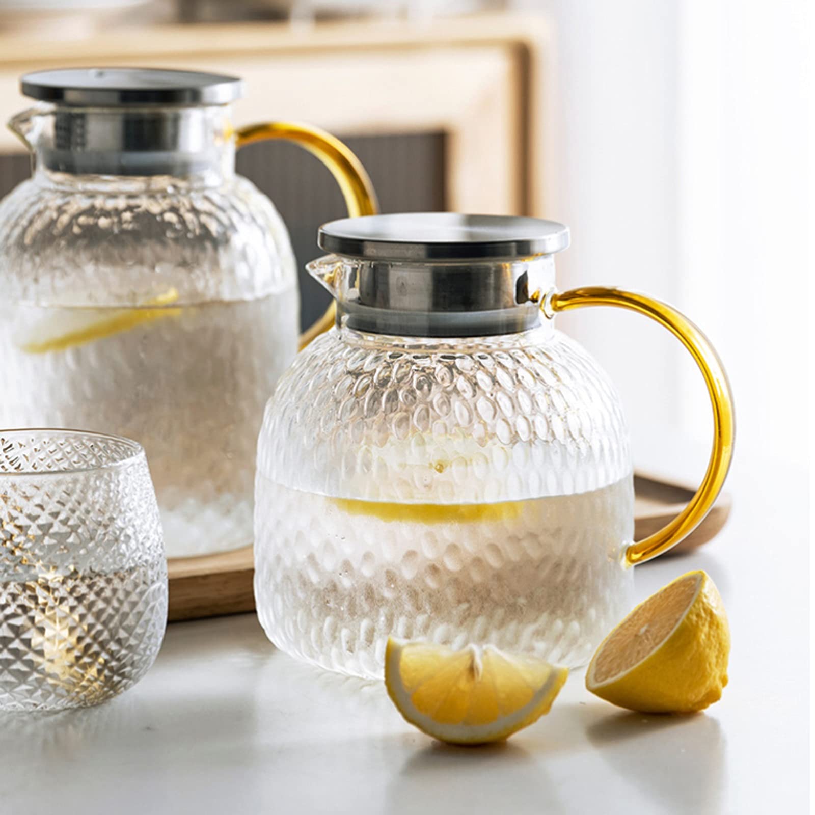 Pichet Pichet en Verre avec Couvercle pichet de thé glacé pichet pichet Chaud Eau Froide Eau thé thé café café Lait et jus de jus de Boisson Carafe Pichets