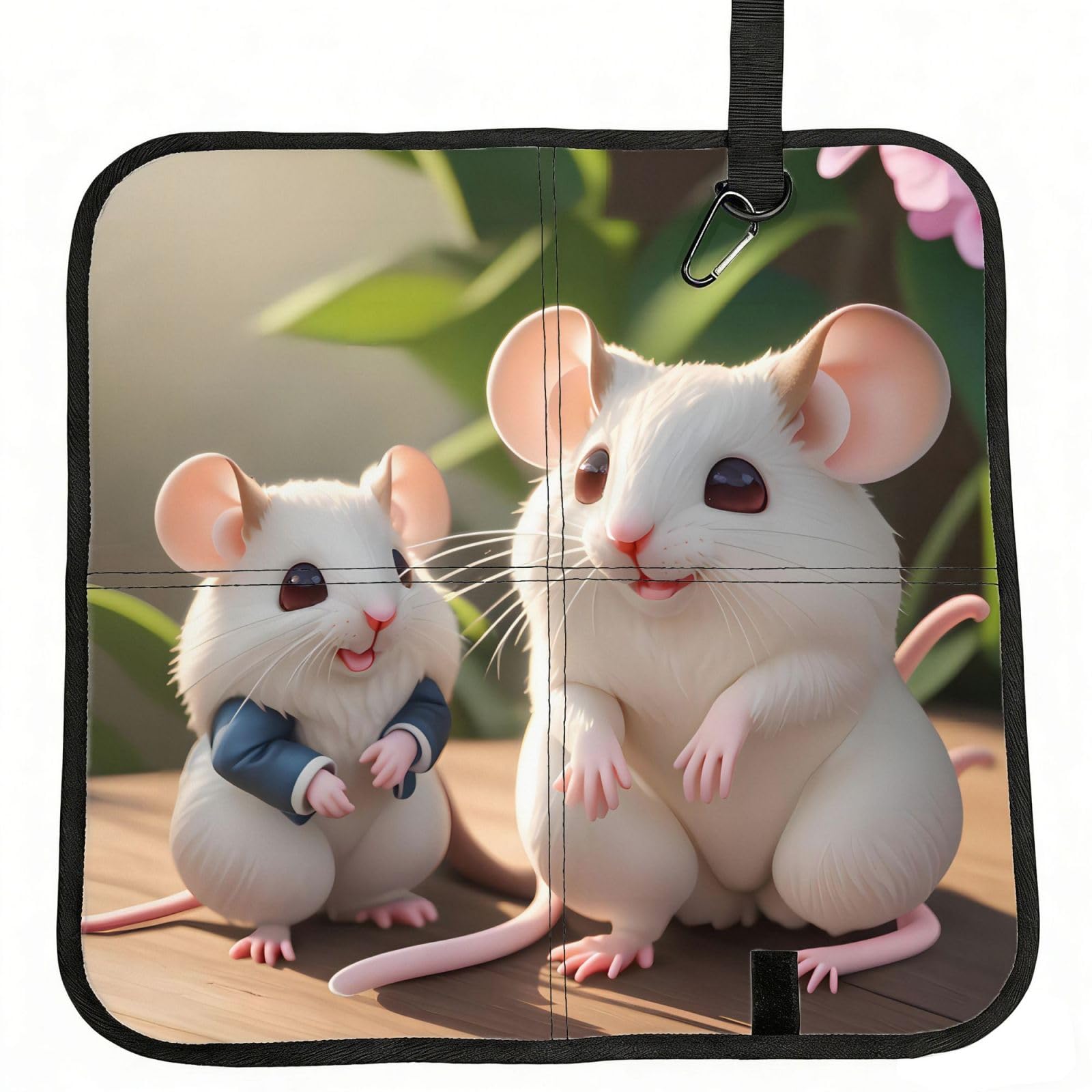 WBQLSL Mother and child rats Foldable Seat Cushion - Portable Stadium Pad with Carabiner for Camping Hiking Picnic Beach