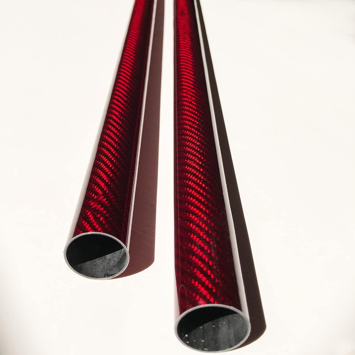 RED - CARBON FIBER TUBE - 20mm X 500mm – (.79 in x 19.7 in) – Hollow rod glossy pure carbon fibre tubes – Super Lightweight High Strength Shaft - for RC planes-drones, boat DIY craft project
