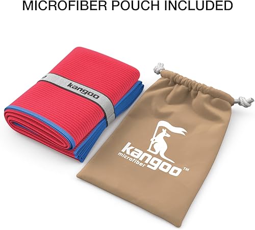Miniatura 5 de Kangoo - Toalla de microfibra acanalada, súper absorbente y de secado rápido, adecuada para viajes, playa, campamento, gimnasio, piscina, yoga (rojo)