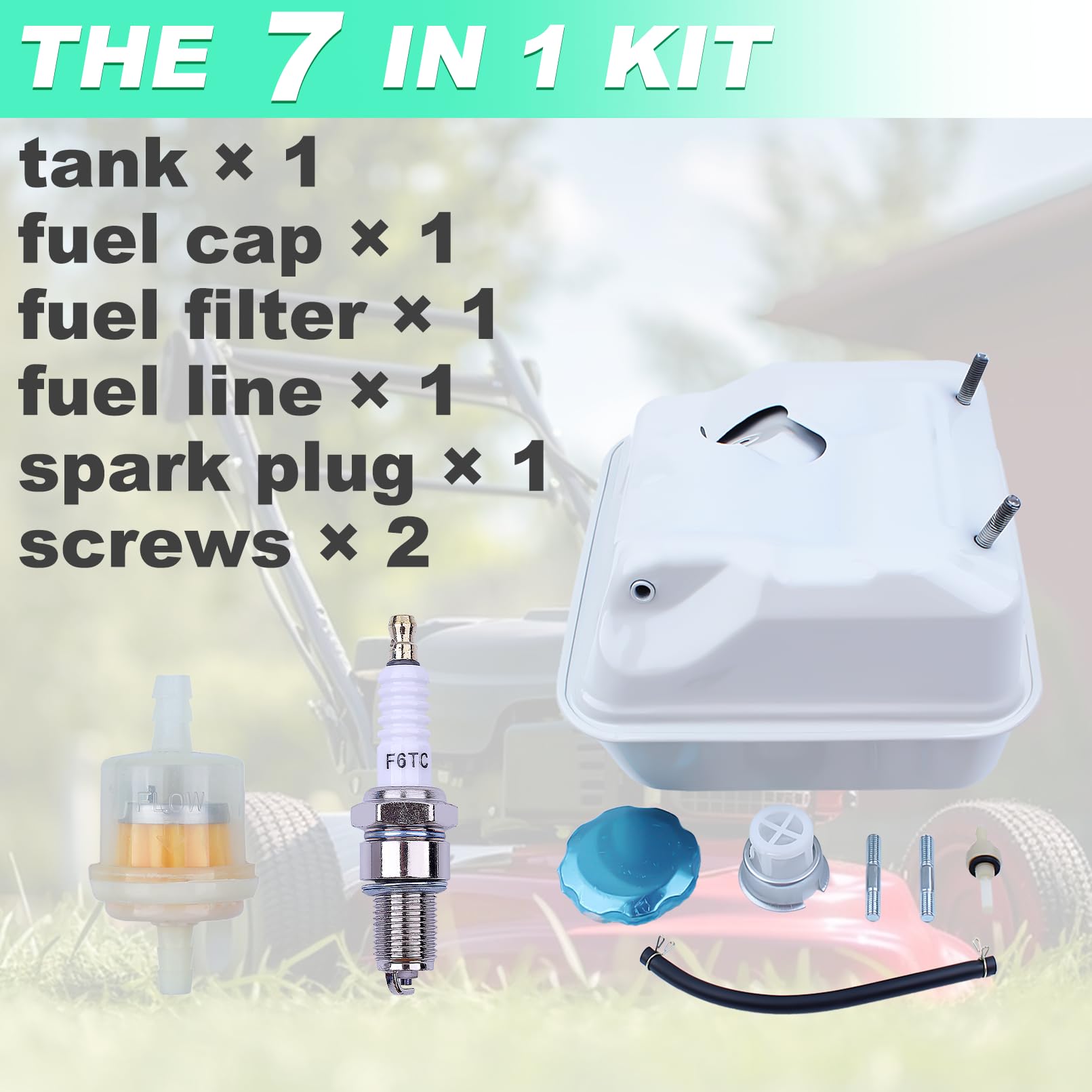 Tank Kit für Honda GX390 GX340 GX270 GX240 Motor, ADEFOL Kraftstofftank + Tankdeckel + Zündkerze + Kraftstofffilter + Kraftstoffleitung Benzintank Zubehör Ersatzteile 9 in 1