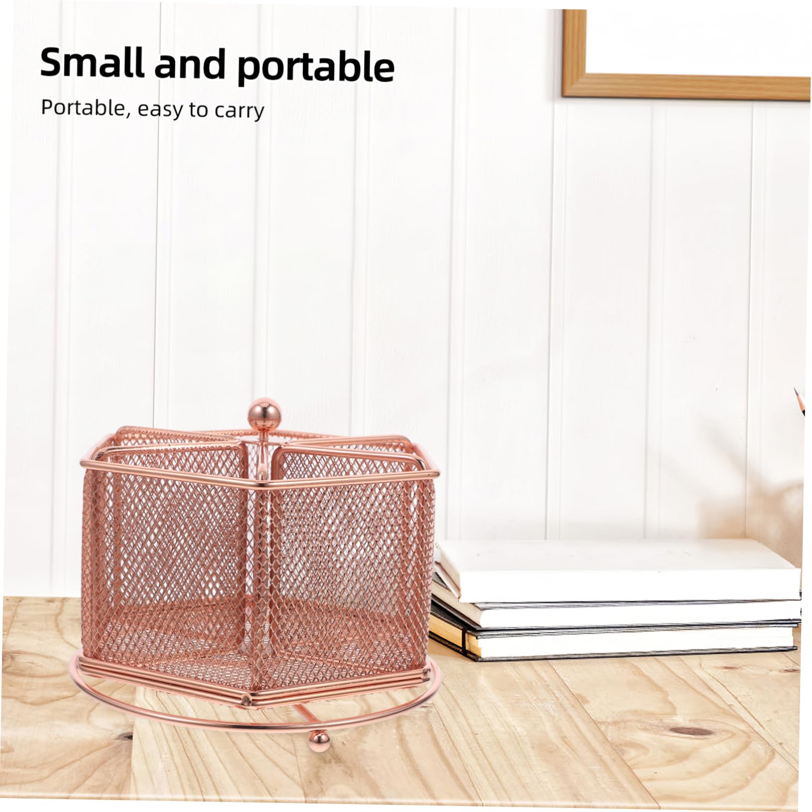 HOMSFOU Drehbarer Stiftehalter mit Pentagonalem Hohlraum Design Organizer Roségold Multifunktional für Büro und Zuhause Eleganter Schreibtisch Organizer zur Stilvollen Aufbewahrung von