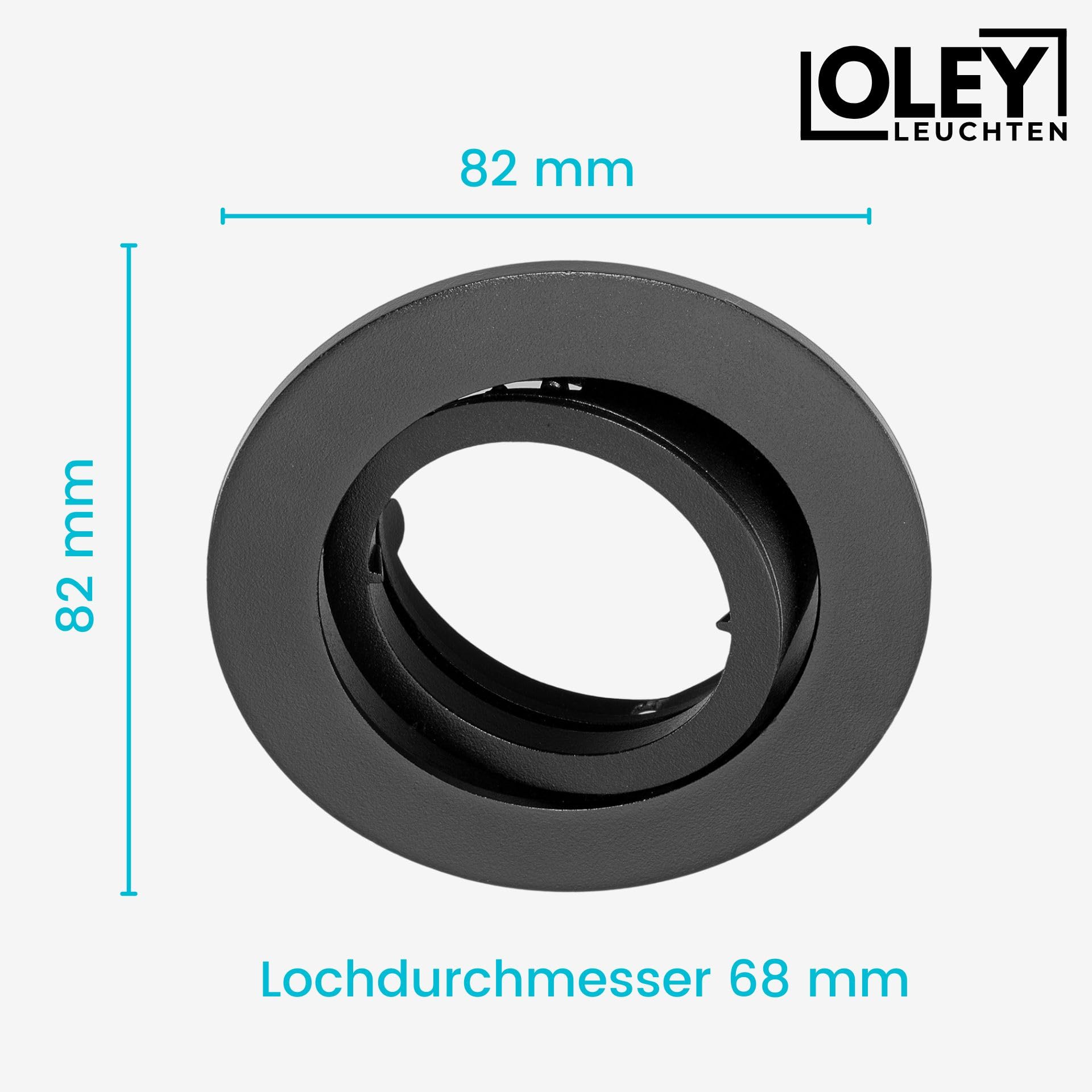 3er Set LUX Frame Einbaurahmen GU10 schwenkbar – Aluminium-Druckguss schwarz pulverbeschichtet – Einbaurahmen Ø 68mm für LED – inkl. GU10-Fassung