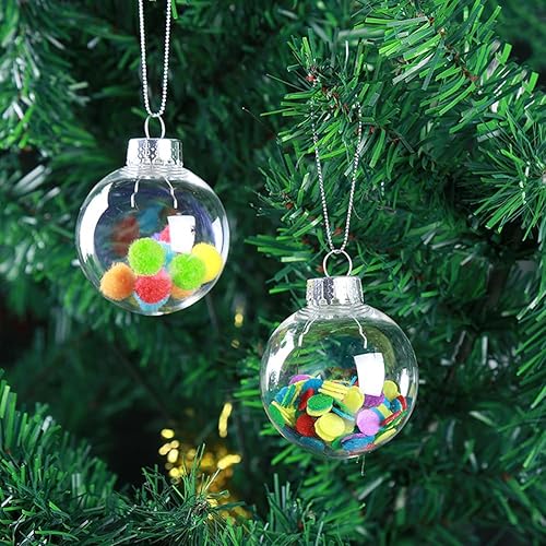 Miniatura 4 de Paquete de 6 bolas transparentes de 4 pulgadas, adornos transparentes rellenables, bolas de decoración de árbol de Navidad para Año Nuevo y Navidad