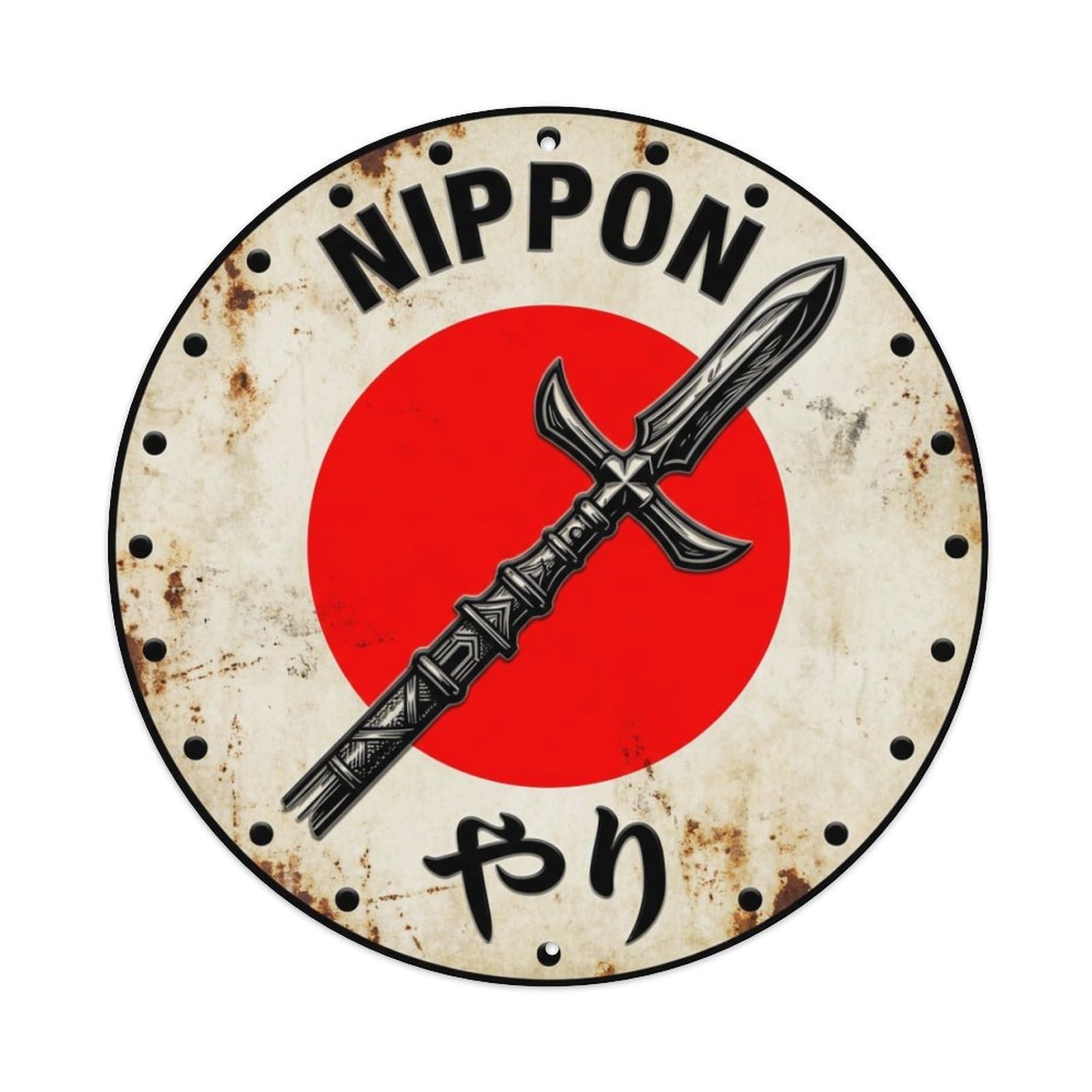 Galvaxio Style Yari Spear Nippon Pole Weapon Vintage Metal Tin Sign