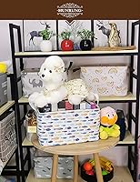 Vista 8 de HUNRUNG Cesta de Almacenamiento Rectangular de Lona Linda Organizadora para Juguetes de Mascotas/Niños, Libros, Ropa Perfecta para Habitaciones/Sala