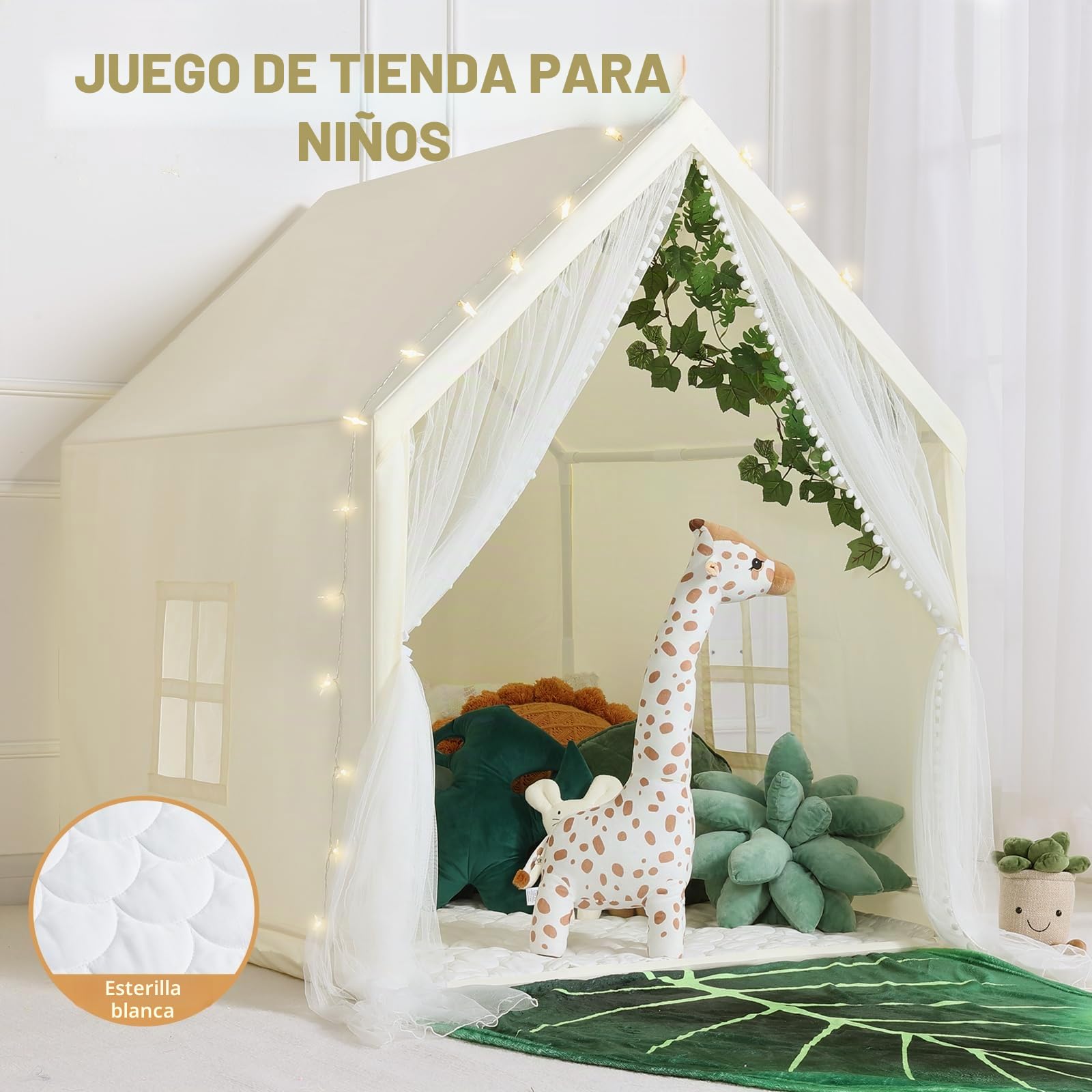 Wilwolfer Tienda de campaña para niños: Carpa de Juegos para niños con Alfombra - Casa de Juegos Grande para Interior y Exterior para niños pequeños, casa de Juegos de Princesas para niños y niñas