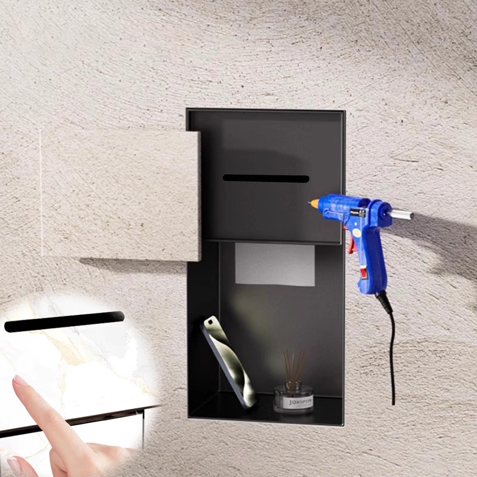 Vibeo Nicchia Doccia Incasso Porta Carta Igienica Piastrellabile a Parete con Mensola, Nicchia da Incasso per Carta Igienica nel Bagno, Inserto per Nicchia per Carta Igienica