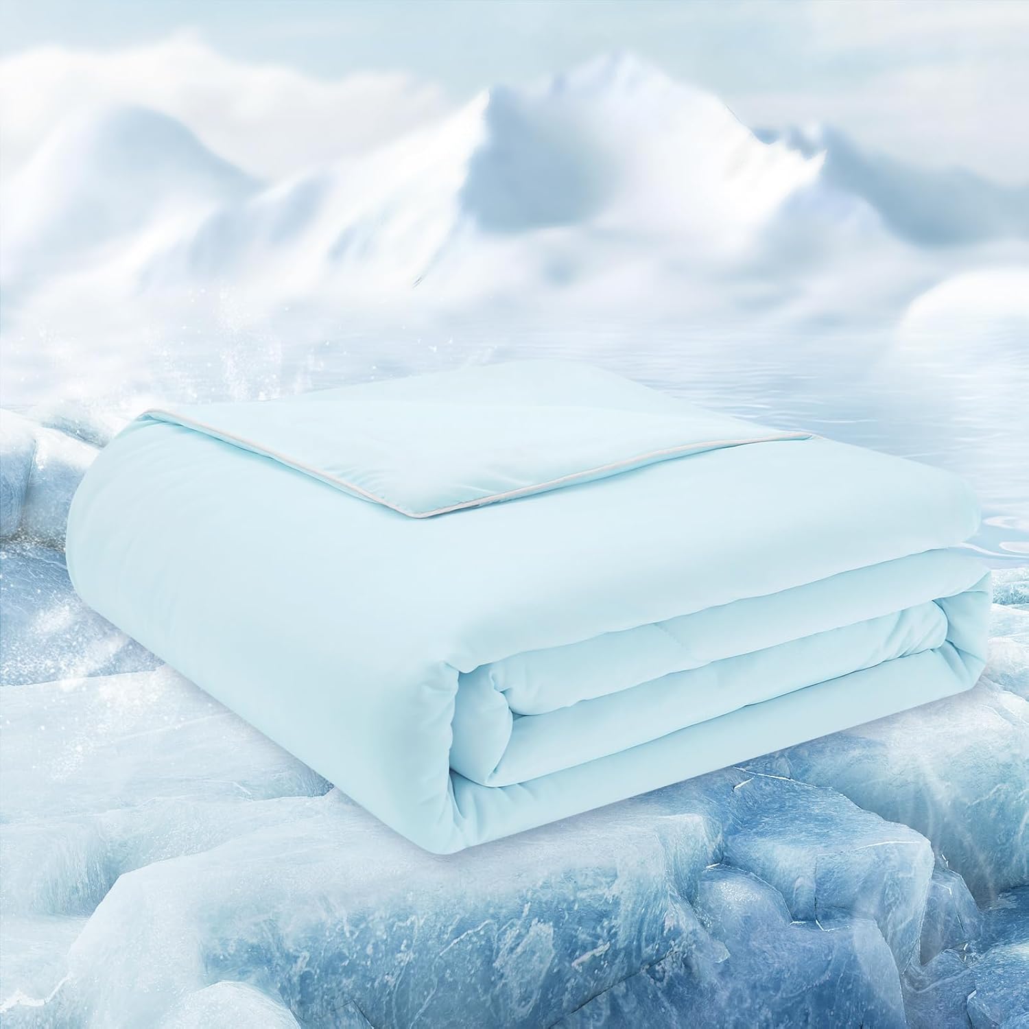Cooling Comforter Queen Size, Cooling Blanket for Hot Sleepers, Lightweight Comforter, Light Blue