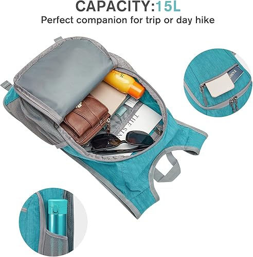 Miniatura 4 de G4Free Mochila de senderismo de 10L15L Mochila de senderismo plegable ligera Mochila de viaje pequeño al aire libre plegable bolsa de hombro
