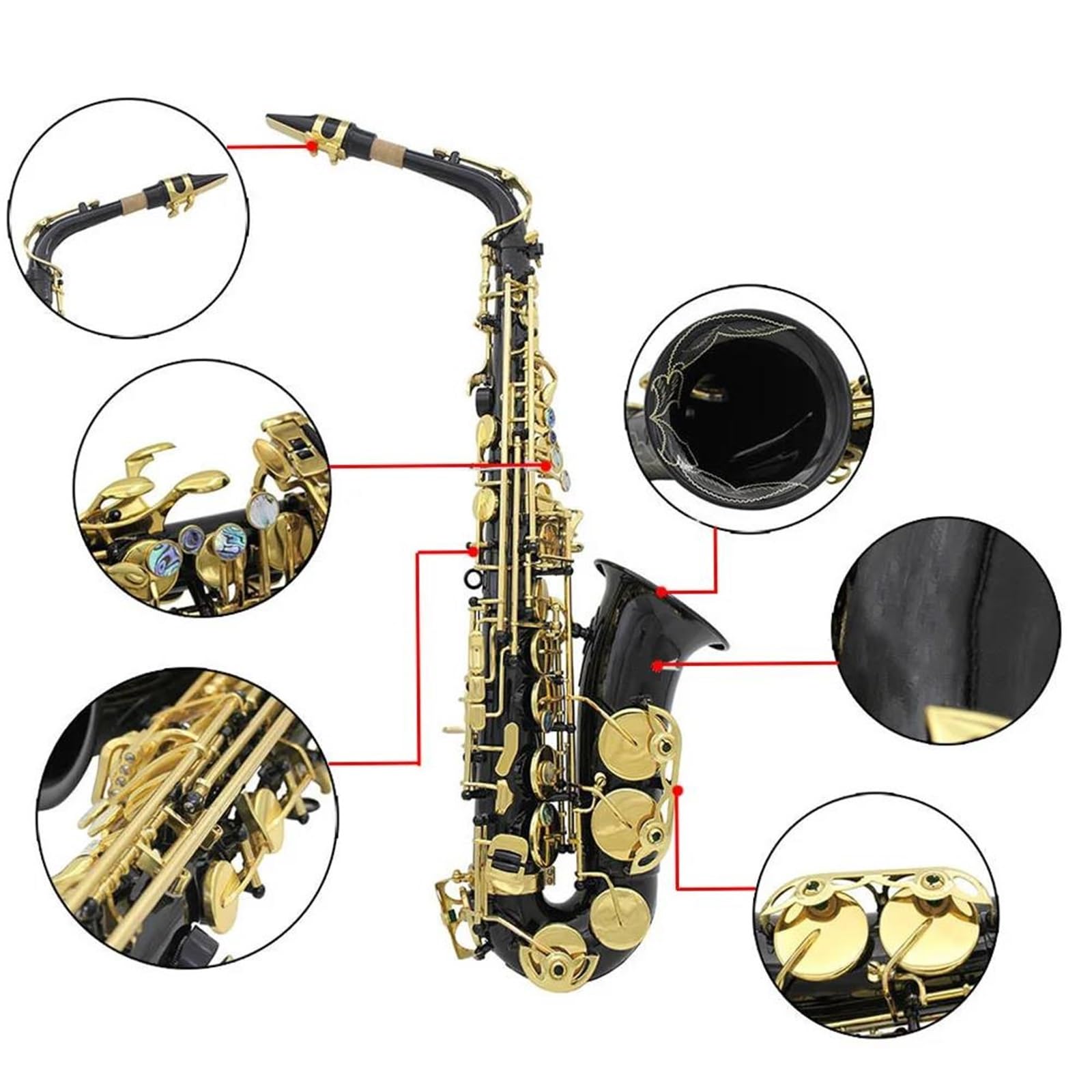 Eb Brass Saksofon Altowy Saksofon Dęty Instrumenty Dęte Blaszane Z Rękawiczkami W Futerale Akcesoria Do Saksofonów profesjonalny Saksofon