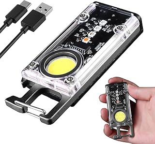 Loyala Small Powerful LED Flashlight with 365nm UV White Red Blue Green Light -Super Bright Rechargeable Mini Pocket LED Keychain Flash Light - 8 Mode, USB-C, Waterproof, Magnet,365nm UV , Bottle Opener,175° Wide Beam, Grey