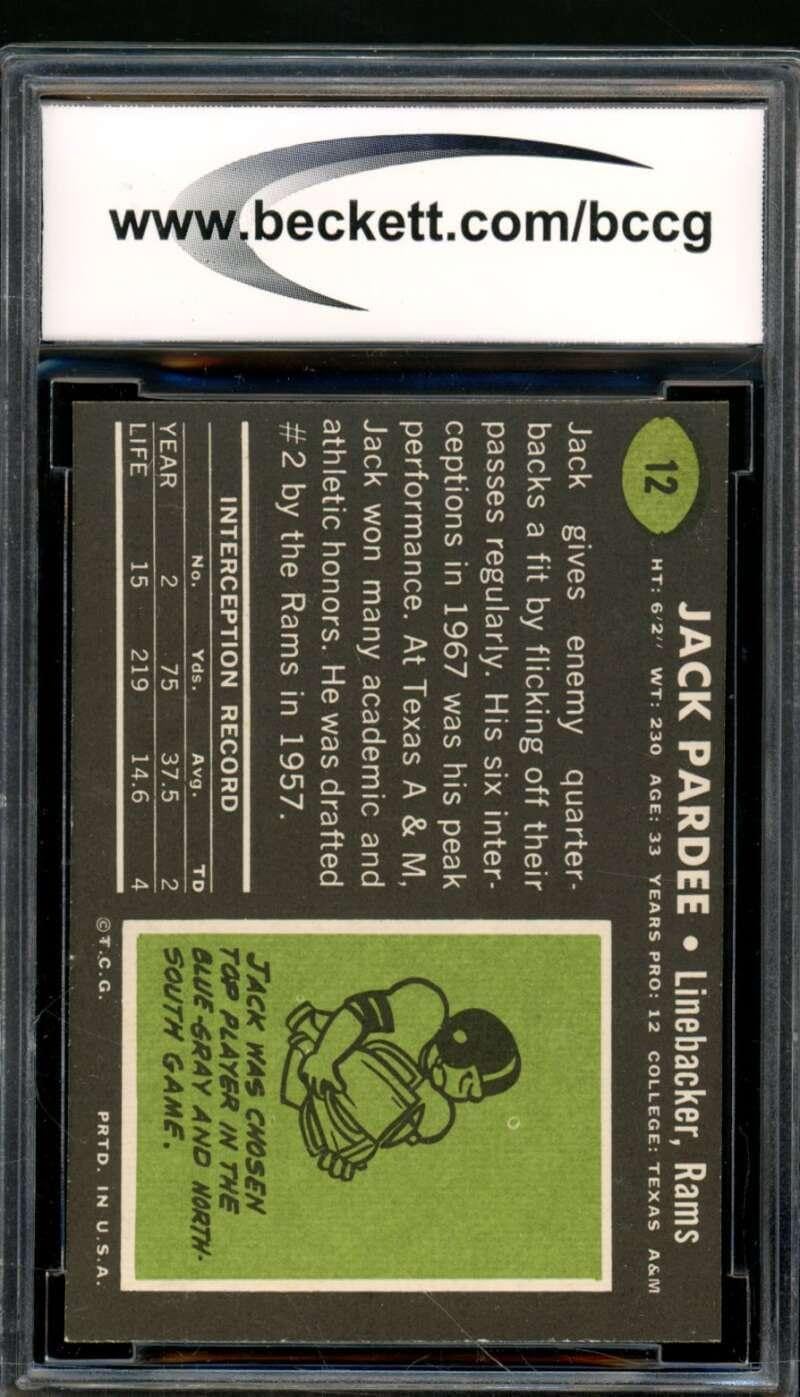 Jack Pardee Card 1969 Topps #12 BGS BCCG 9 - Unsigned Football Cards