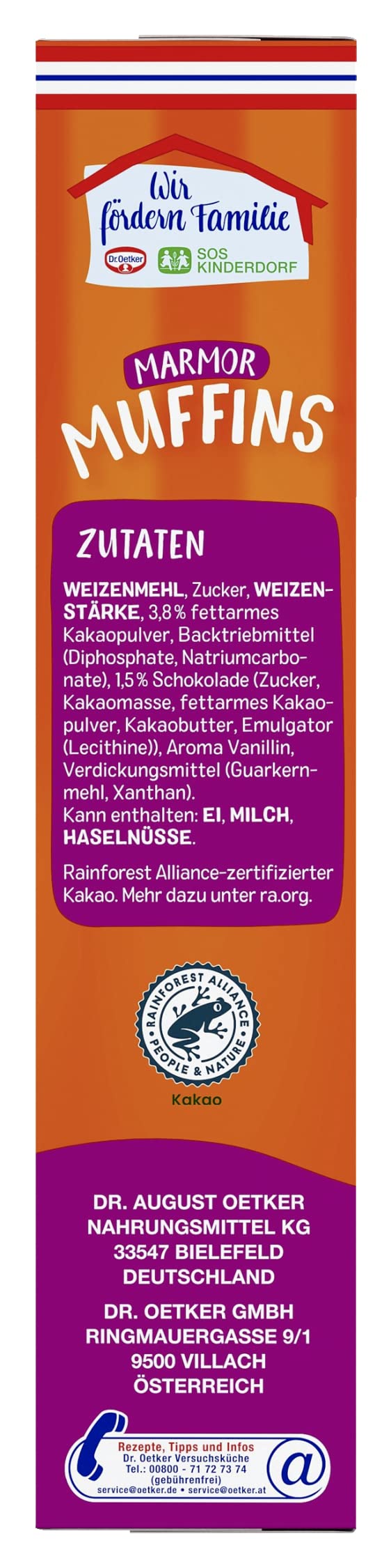 Dr. Oetker Marmor-Muffins, 8 x 320 g, Backmischung für hellen & dunklen Rührteig, zum Zubereiten von 12 individuell marmorierten Muffins, inkl. Papierbackförmchen