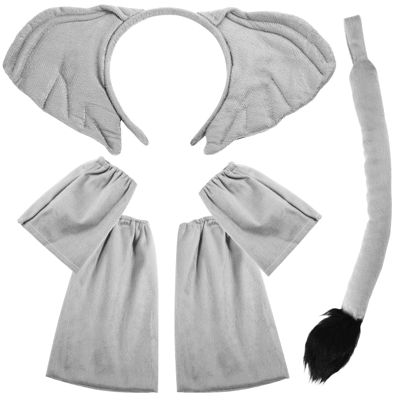 XEPST Animal Elephant Costume Set, Elephant Ears and Tail Set with Ear Headband and Tail for Animal Costume Cosplay Birthday World Book Day Halloween Fancy Dress Party Supplies