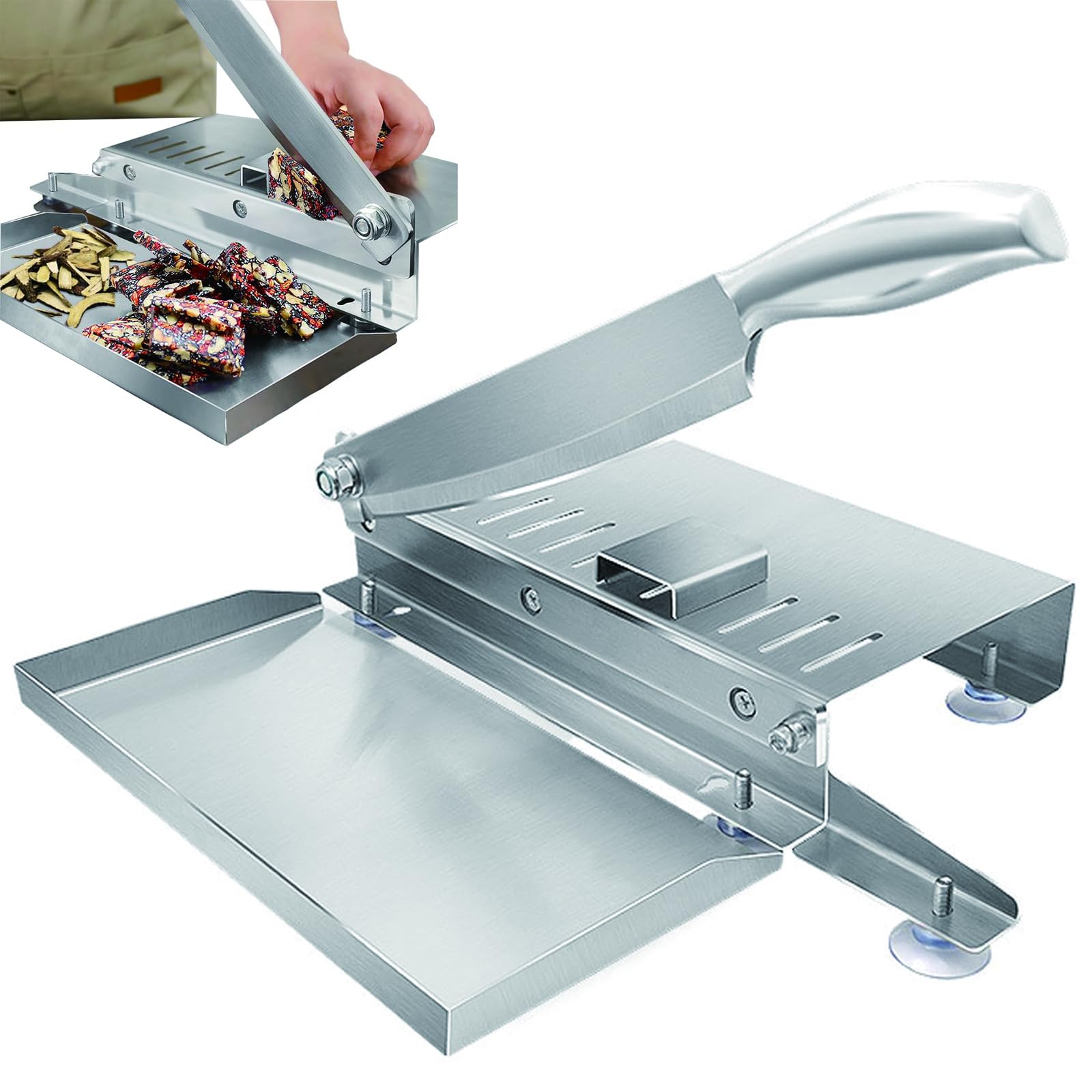 Macchina taglia-ossa, affettatrice manuale per carne con lama in acciaio inossidabile da 4 mm, base antiscivolo stabile per carne congelata, ossa, prosciutto, manzo, agnello, verdure e preparazione di