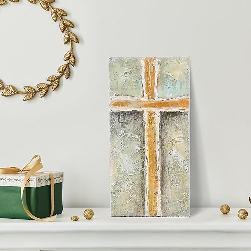 Miniatura 6 de XIAOAIKA Pinturas hechas a mano de belenes, iglesias, cruces y la Virgen María en madera de madera natural. Navidad rústica, decoración navideña
