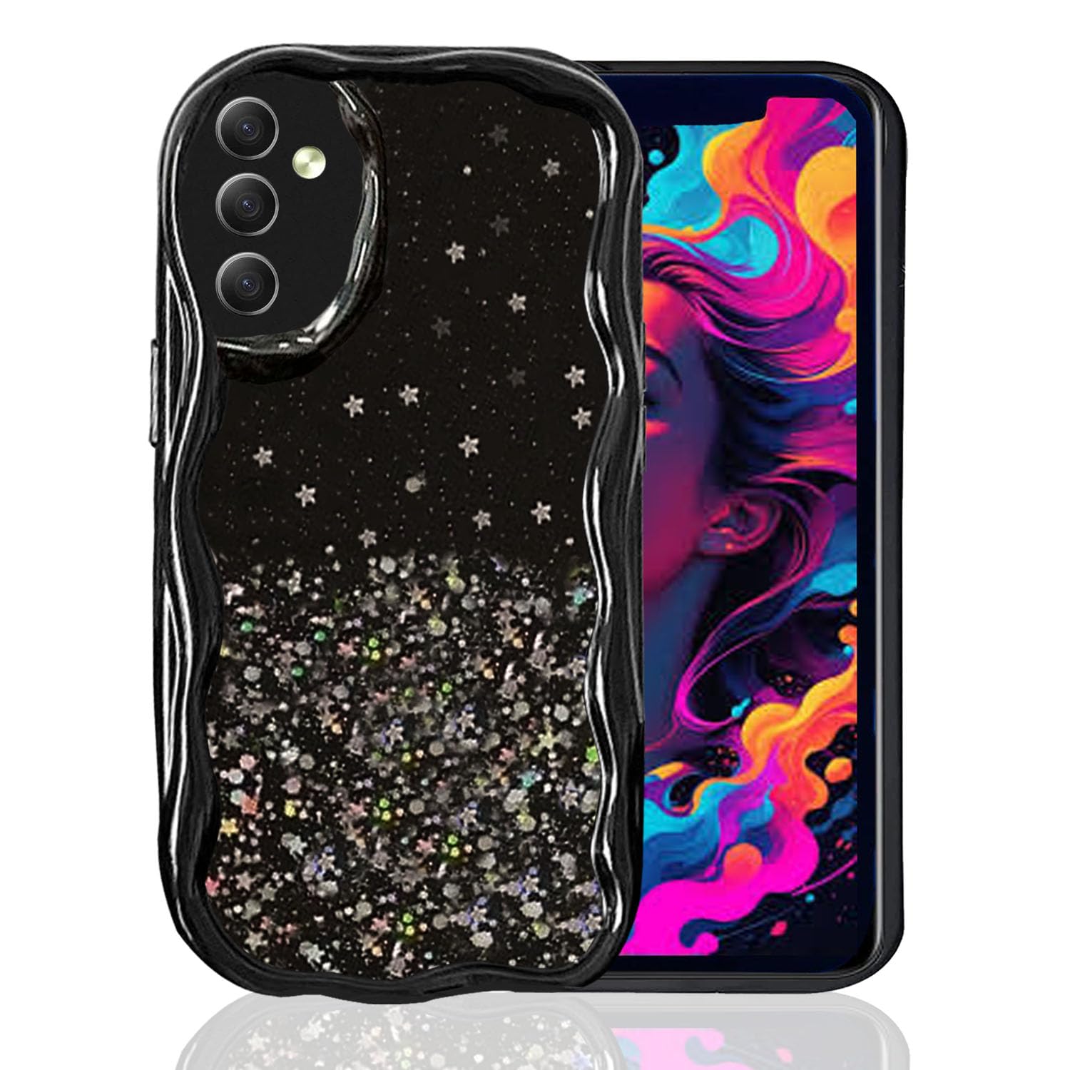 KC Back Cover for Samsung Galaxy S24 5G - Non Moving Dry Fixed Glitter Curly Wave Shape Shockproof Bumper Soft Silicone Case with Camera Protection (Black) (B0CWYPGY2X) Amazon Price History, Amazon Price Tracker