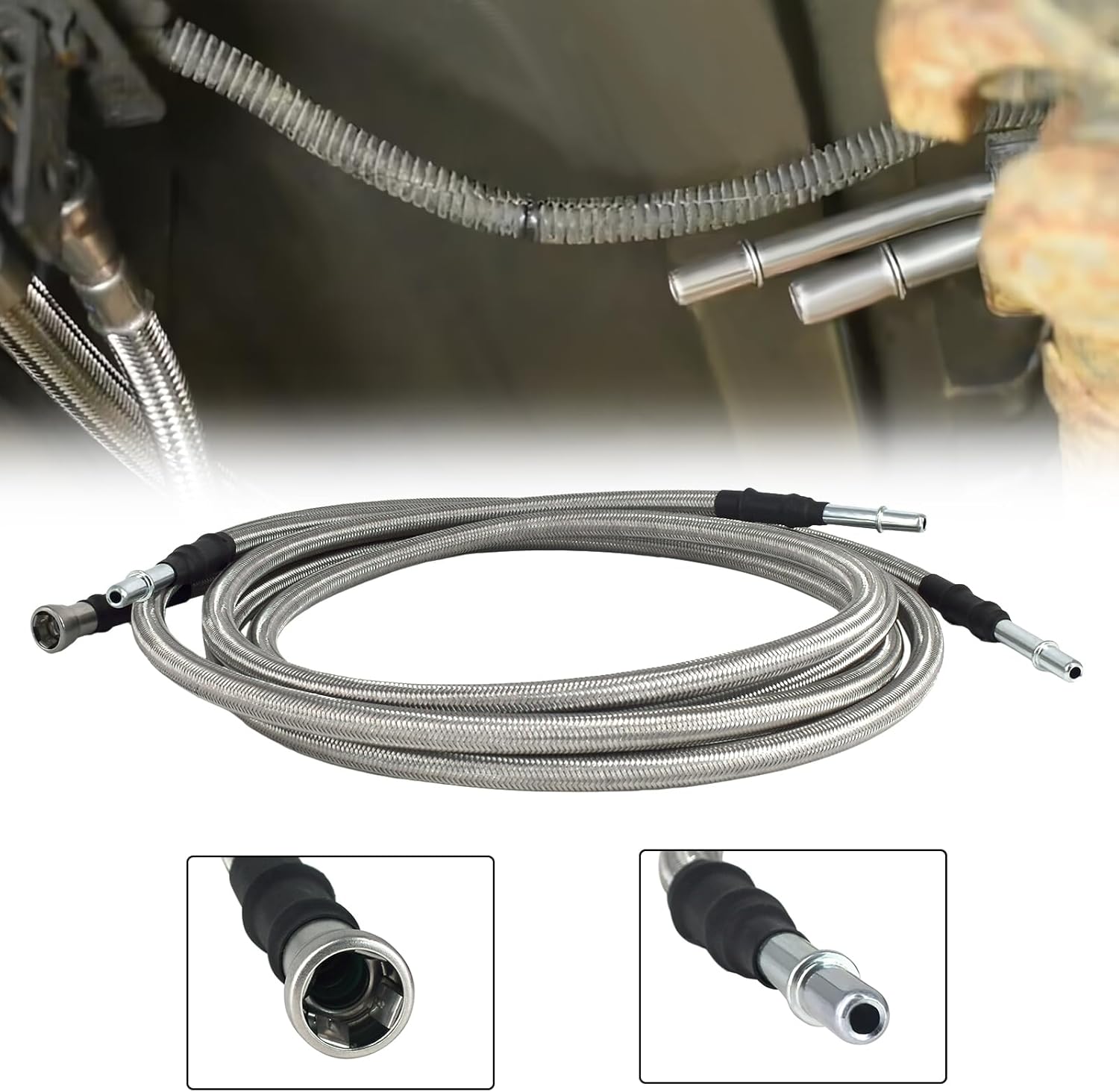 Flexible Stainless Steel Braided Fuel Line Compatible with Chevy Silverado 1500 2500 3500, GMC Sierra 1500 2500 3500 Replaces 819-846 15237136 15946200