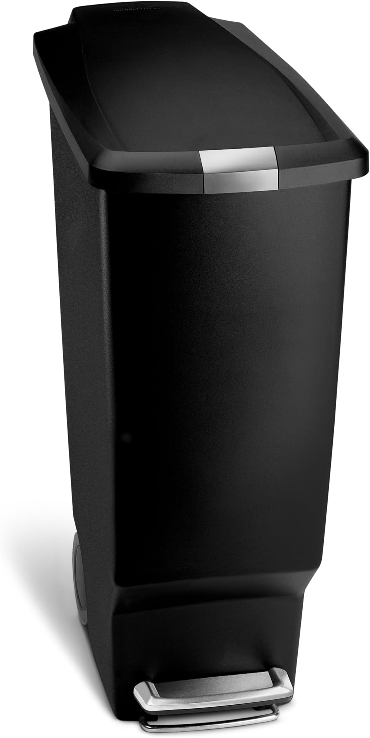 40 Liter / 10.6 Gallon Slim Kitchen Step Trash Can With Secure Slide Lock, Black Plastic