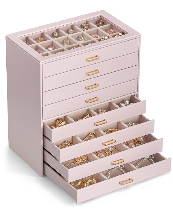 Lolalet Earring Organizer, Jewelry Box with Clear Lid -Pink, 8 Layer by Lolalet - Used condition - US$44.30
