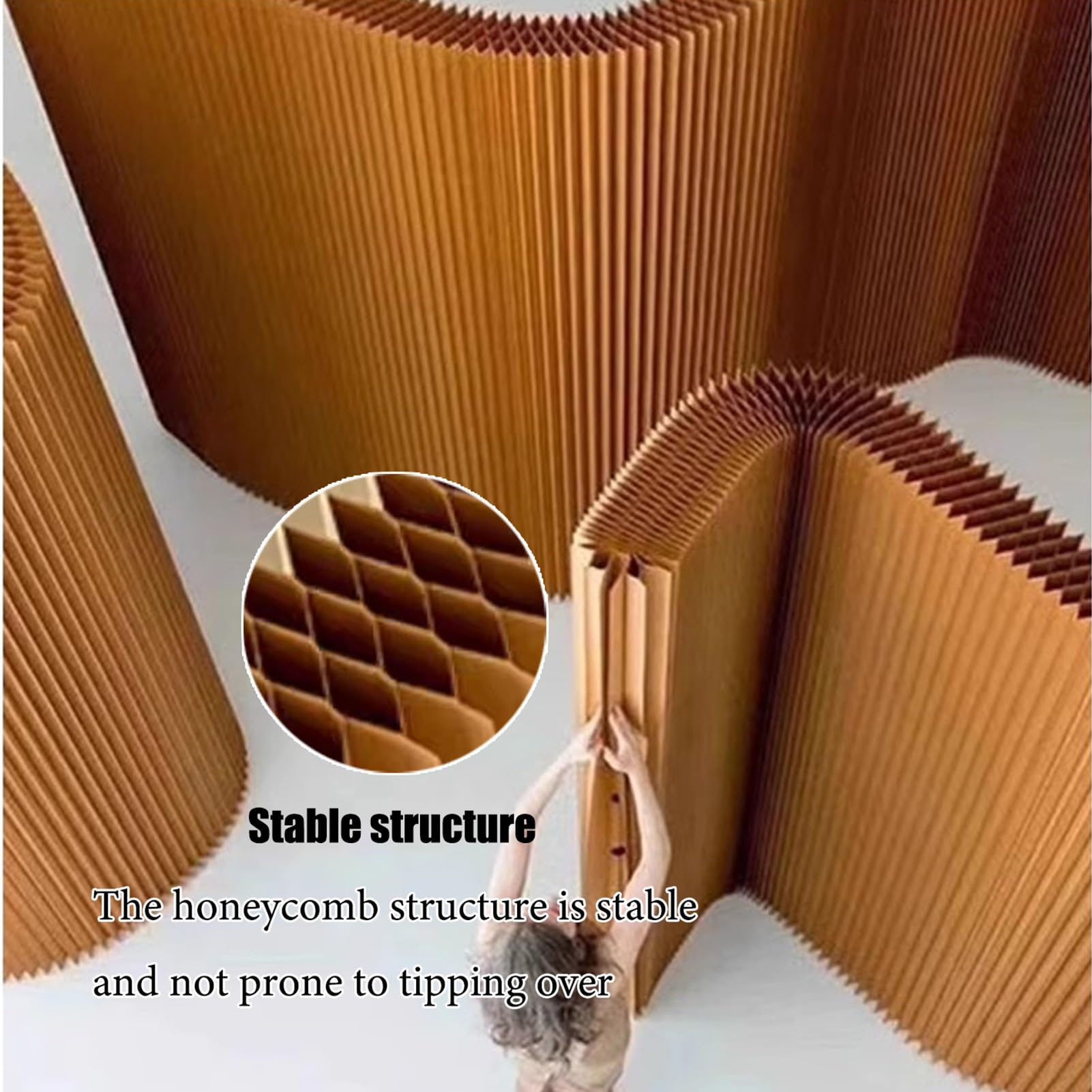 Biombo Divisor de Habitación Modern Foldable Paper Room Dividers, Office Living Room, Clothing Store Decoration, Privacy Partition Wall, Flexible and Retractable Screen(Brown,3x1.6m/9.8x5.24FT)