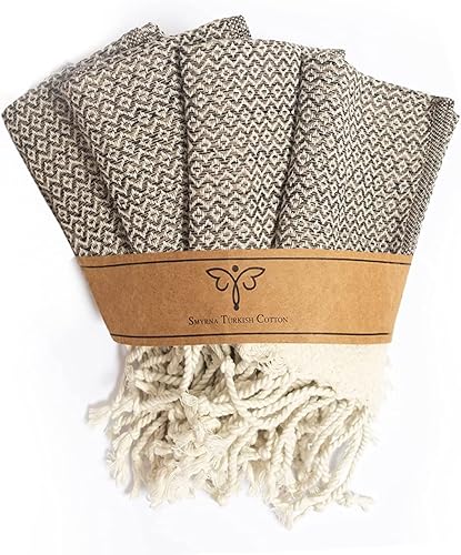 Miniatura 142 de Smyrna Turkish Cotton- Paquete de 6 paños de cocina de 100% algodón natural, 12x12 pulgadas, lavables a máquina, ultra suaves, absorbentes, Beige