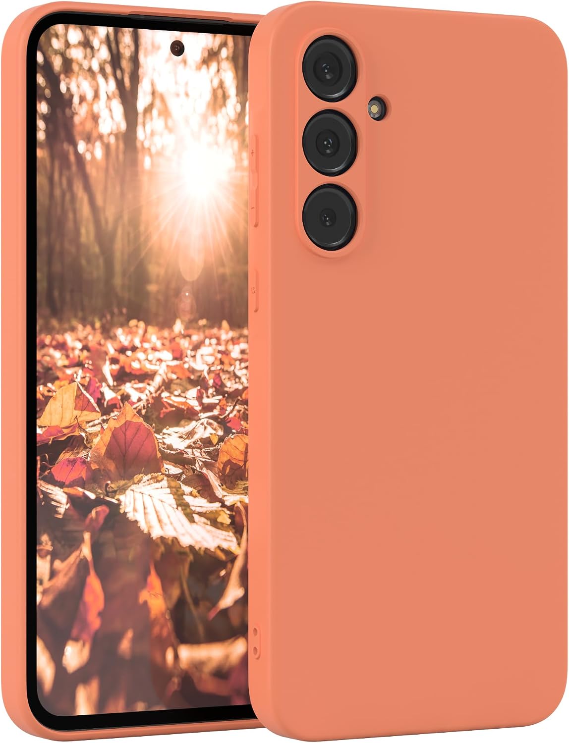 EAZY CASE Silicone Case for Samsung Galaxy A55 Orange Soft Shockproof Mobile Phone Case Protective Cover with Camera Protection Thin Premium TPU Phone Bumper Orange