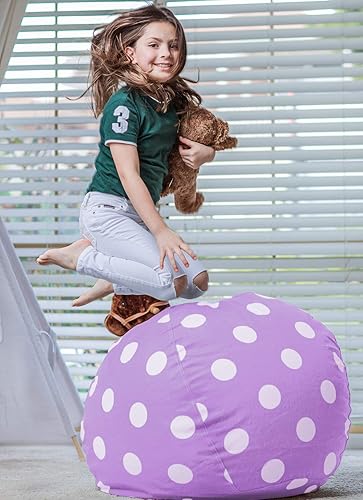 Miniatura 32 de WEKAPO - Puf con cremallera para guardar juguetes de peluche, hecho de lona de algodón de alta calidad, extragrande de 38 pulgadas, ideal para los