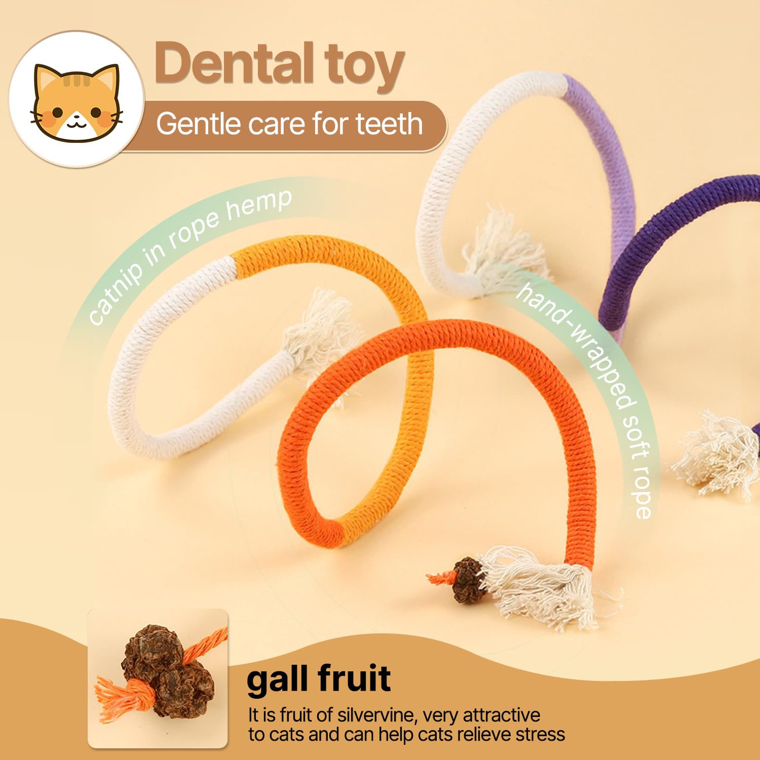 Giocattoli Per Gatti Con Erba Gatta - 3 Pezzi Serpente In Corda Per Gioco E Igiene Dentale - Foto 6