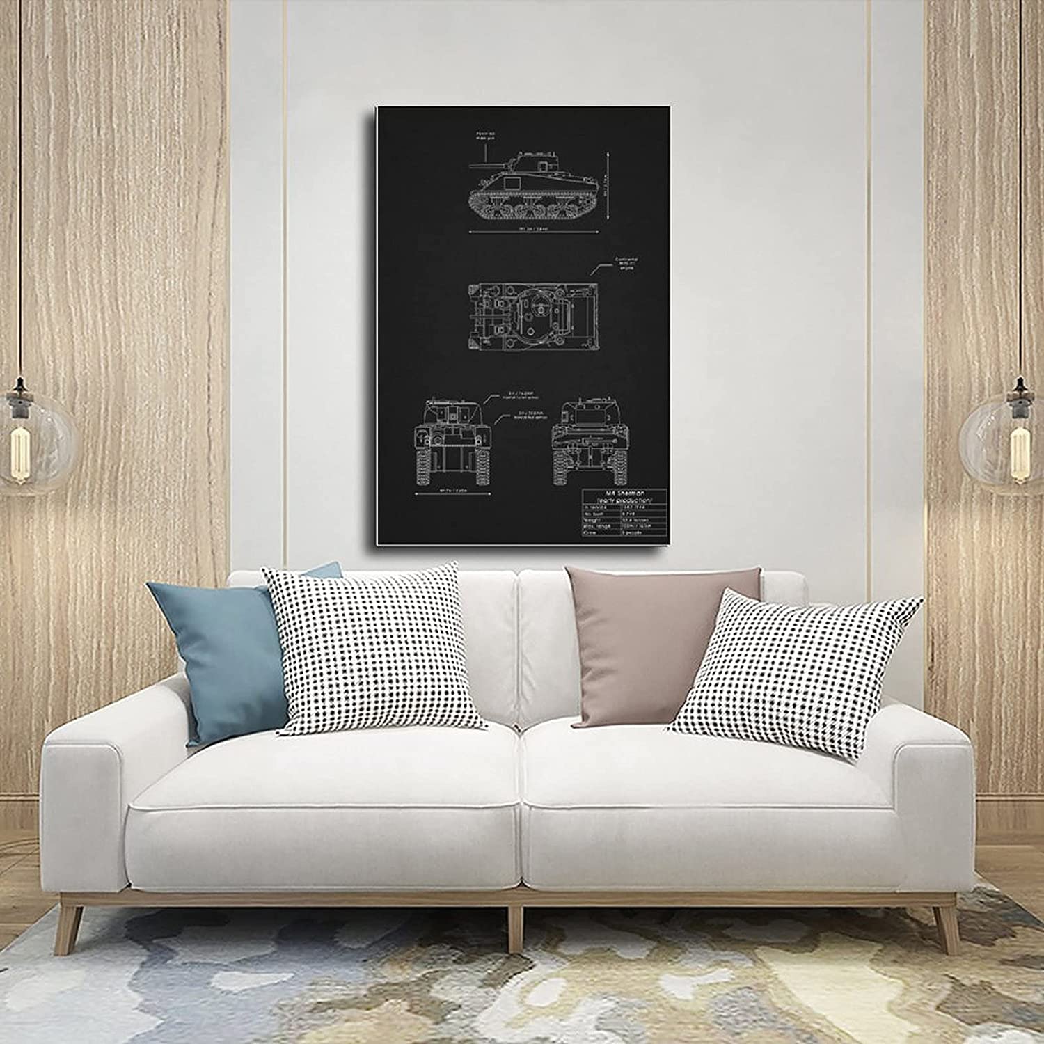 Amazon.co.jp: ポスター画像 60x80cm ノーフレーム 戦車の設計図
