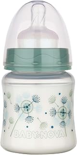 babynova 150 ml Babyflasche mit Anti-Kolik Sauger aus Silikon für Neugeborene – Babyflaschen ab 0 Monate – BPA-frei – Pusteblume