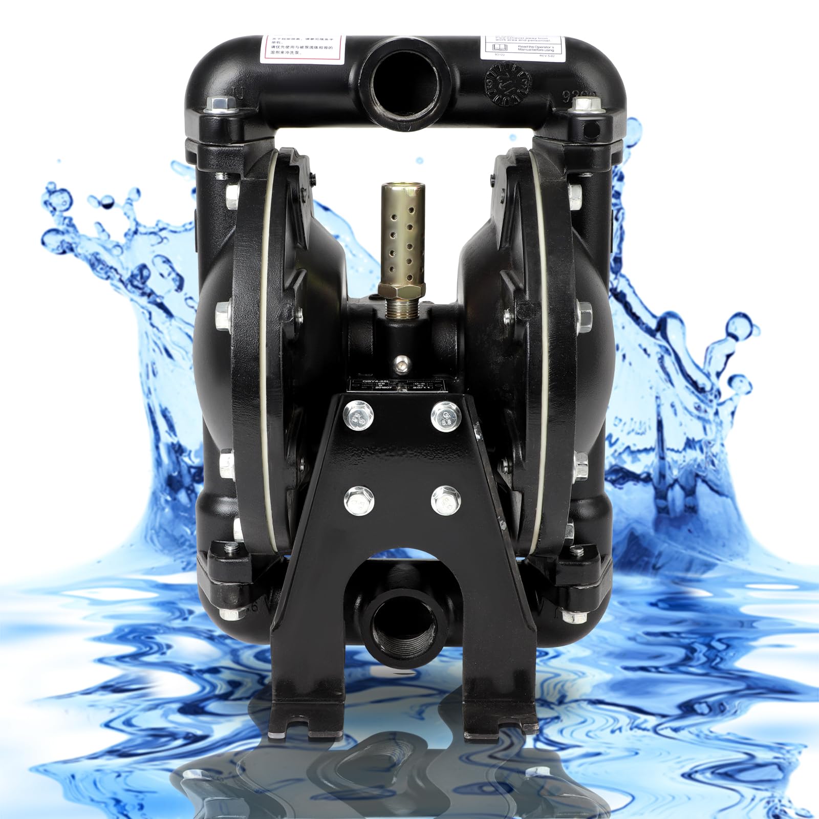 Air Operated Double Diaphragm Pump 1 inch Inlet/Outlet，QBY4-25L 35 GPM Dual Diaphram ，Air Diaphragm Pump Dual Diaphragm Air Pump 35 GPM Max 120PSI