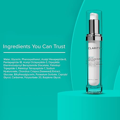 Miniatura 7 de ClarityRx Get Fit - Suero multipéptido para piel saludable, tratamiento antienvejecimiento natural a base de plantas para líneas finas y arrugas (1