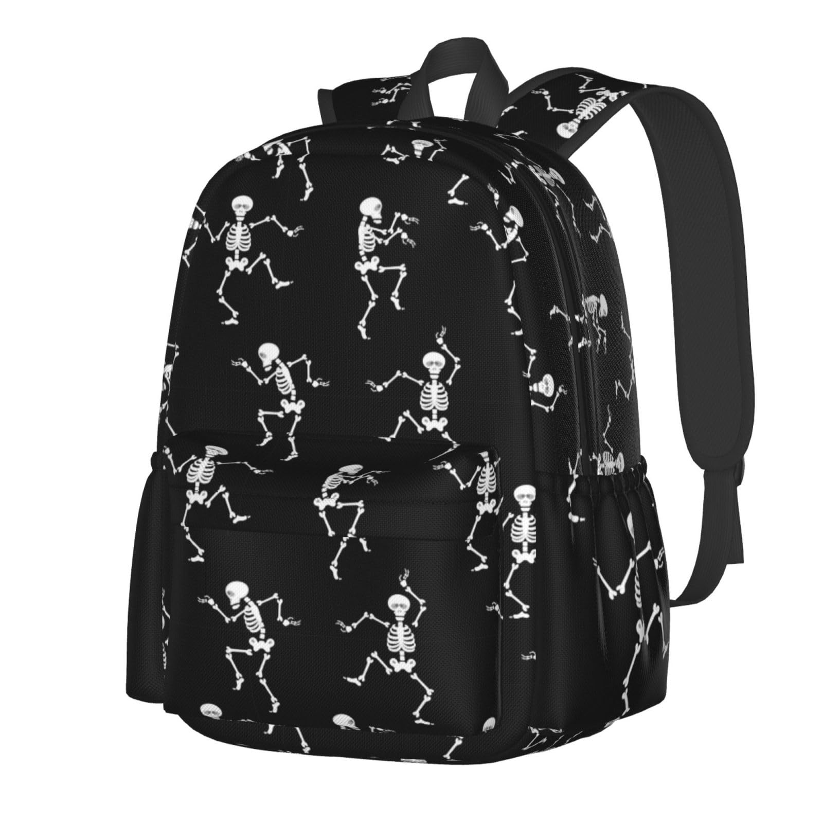 DEKIFNHG Halloween Dancing Skeleton School Backpack Casual Sports Goth Skull Bookbag Travel Laptop for Students Boys Girls