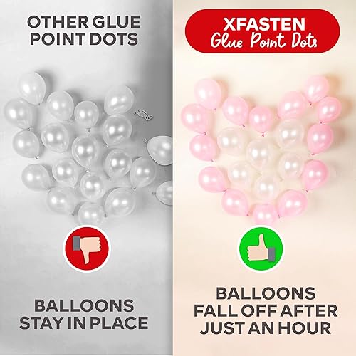 Miniatura 4 de XFasten Puntos de pegamento para globos transparentes, extraíbles, 2500 unidades (25 rollos), cinta adhesiva para arco de globos, puntos de cinta