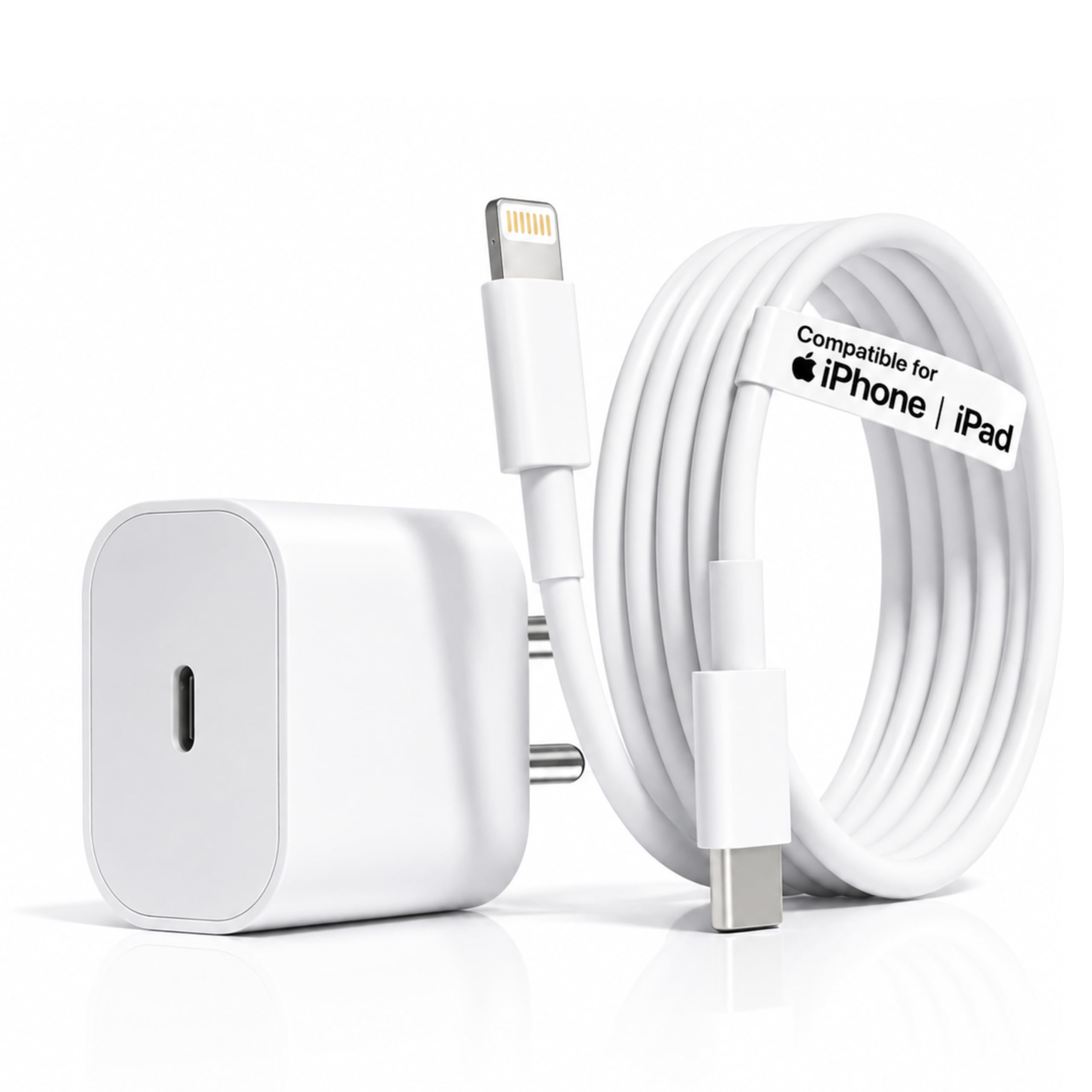 20W Type C Fast Charger PD USB C Wall Adapter Compatible for iPhone 14/14 Plus/14 Pro/14 Pro Max/13/12/12 Pro Max/11/Xs Max/XR/X,AirPods Pr, iPad/iPad mini, and More (White) with Cable-image-0