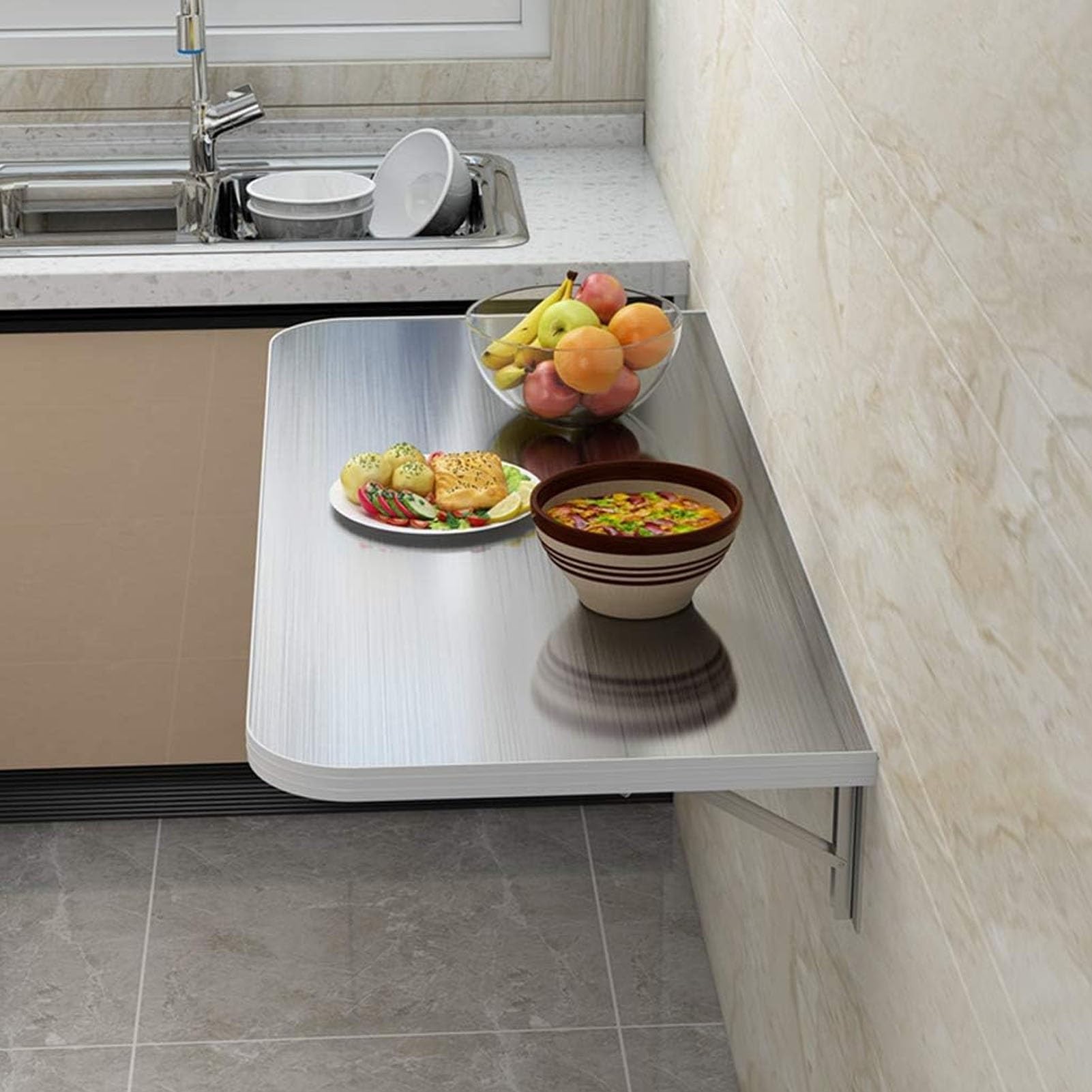 Table pliante murale abattant pour buanderie inox 80x40