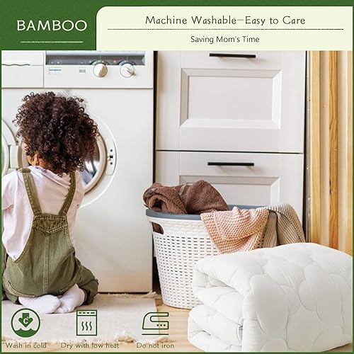 Miniatura 6 de GRT Funda de colchón de rayón de bambú tamaño matrimonial, cubrecolchón acolchado extra grueso con bolsillo profundo de 19 pulgadas, funda de