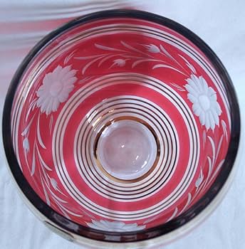 Amazon.co.jp: ボヘミアングラス 赤い花瓶 クリスタル フラワーベース