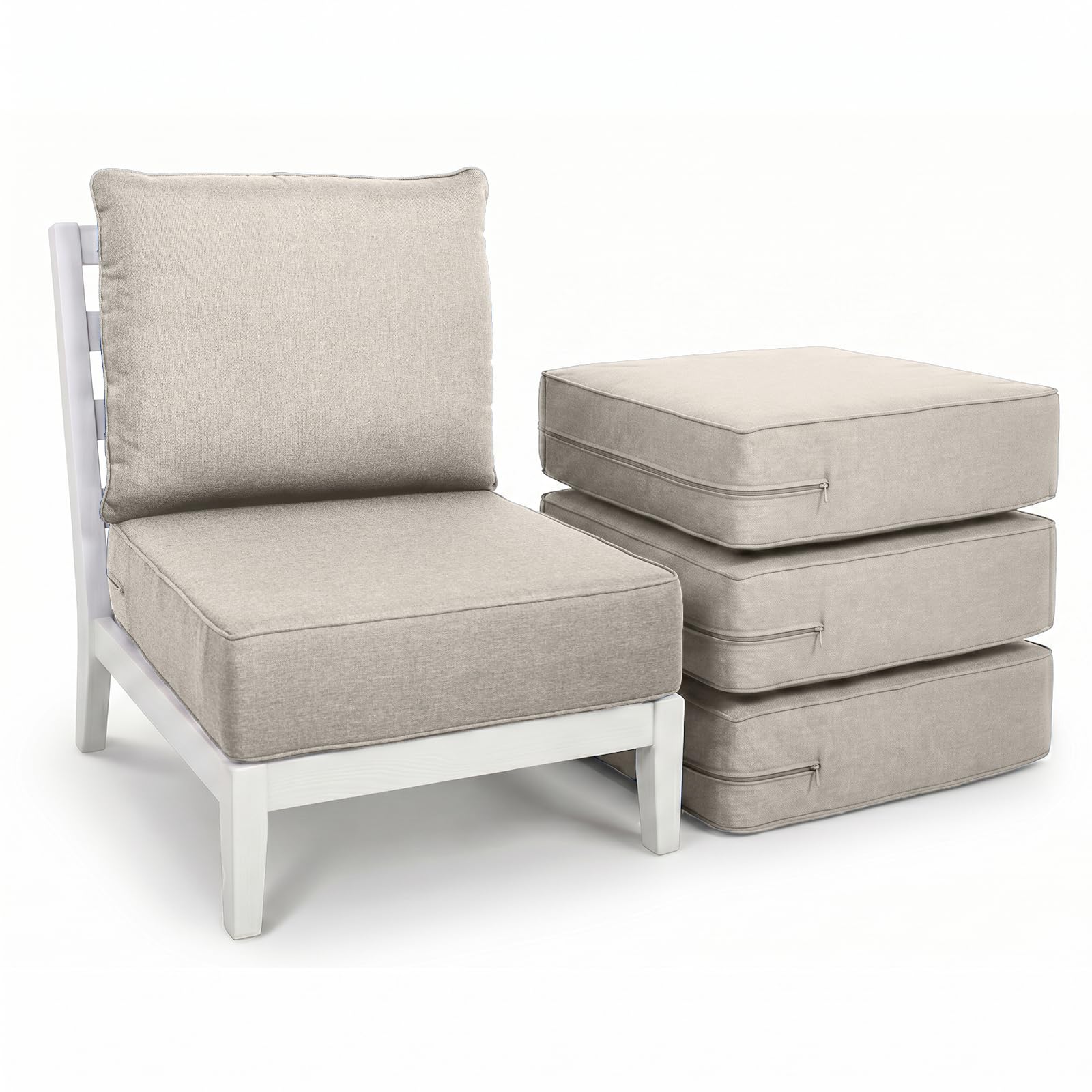 Luxury Outdoor Seat Cushion Set-24 x 24 x 6 Inch Outdoor Chair Cushions with Water Resistant &amp; Removable Cover Outdoor Cushions for Patio Furniture Chair Sofa Couch