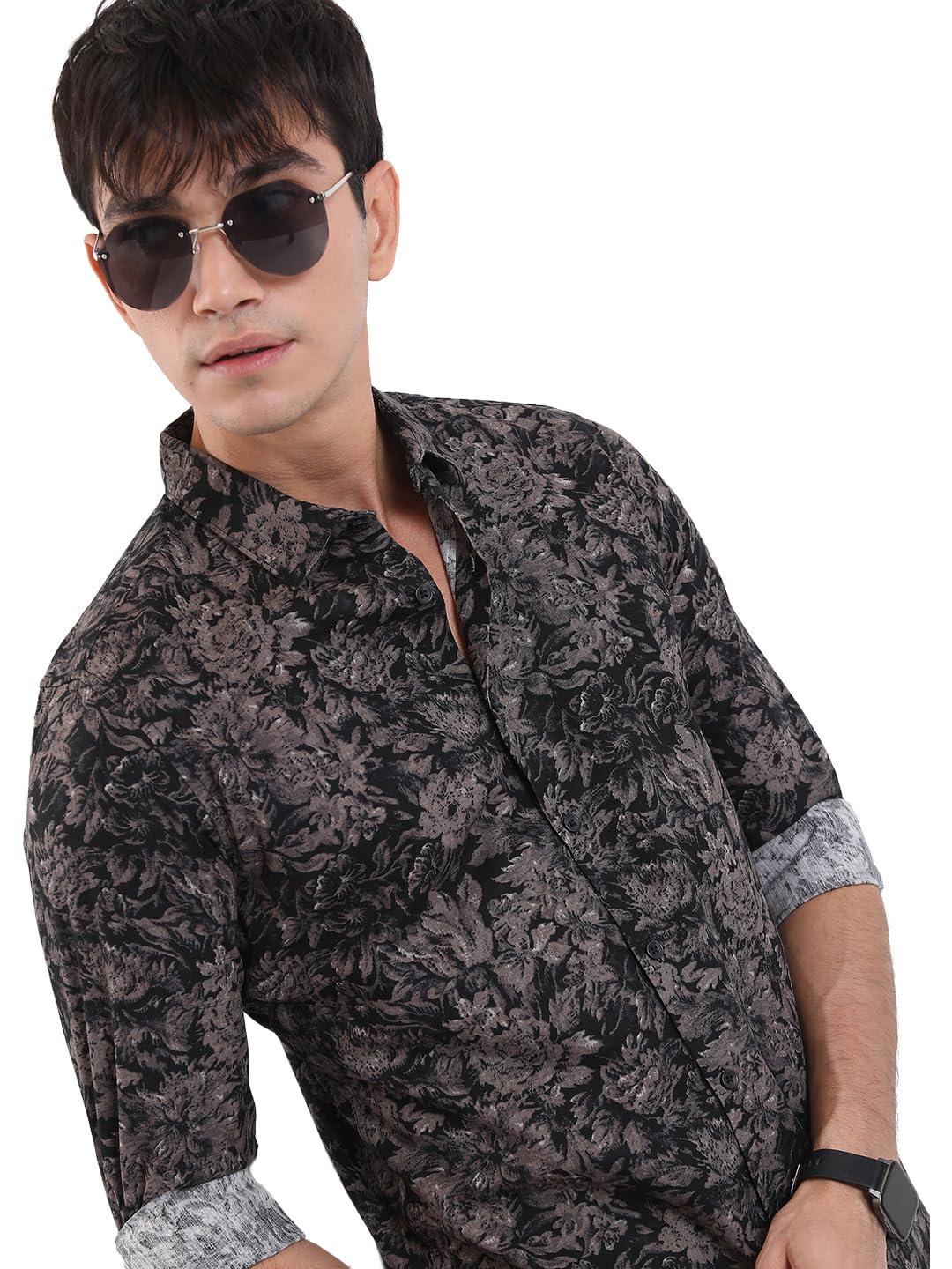 highlander Men's Slim Fit Casual Shirts | Printed | Long Sleeves | Spread Collar | Casual Shirts for Men-picture-49