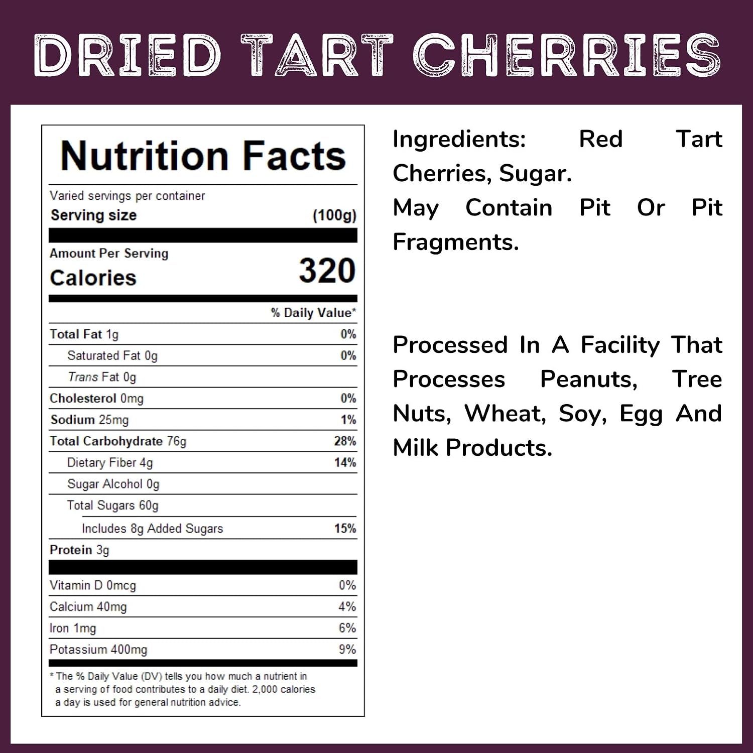 WinCrest Bulk Dried Tart Cherries - 5 Lb Case